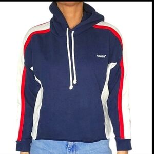 Levi's Crop Pullover Hoodie Blue Striped Size 1X Large